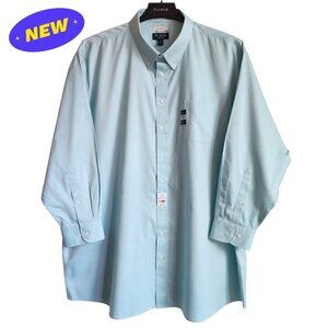 20 34/35 Dress Shirt Aqua Light Blue Traditional Fit New Traveler Cotton Size Sz